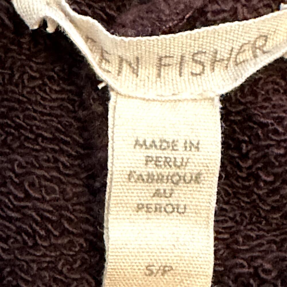 Eileen Fisher Wide Leg Cropped Pants 100% Cotton Drawstring Waist Brown S/P - Picture 3 of 6